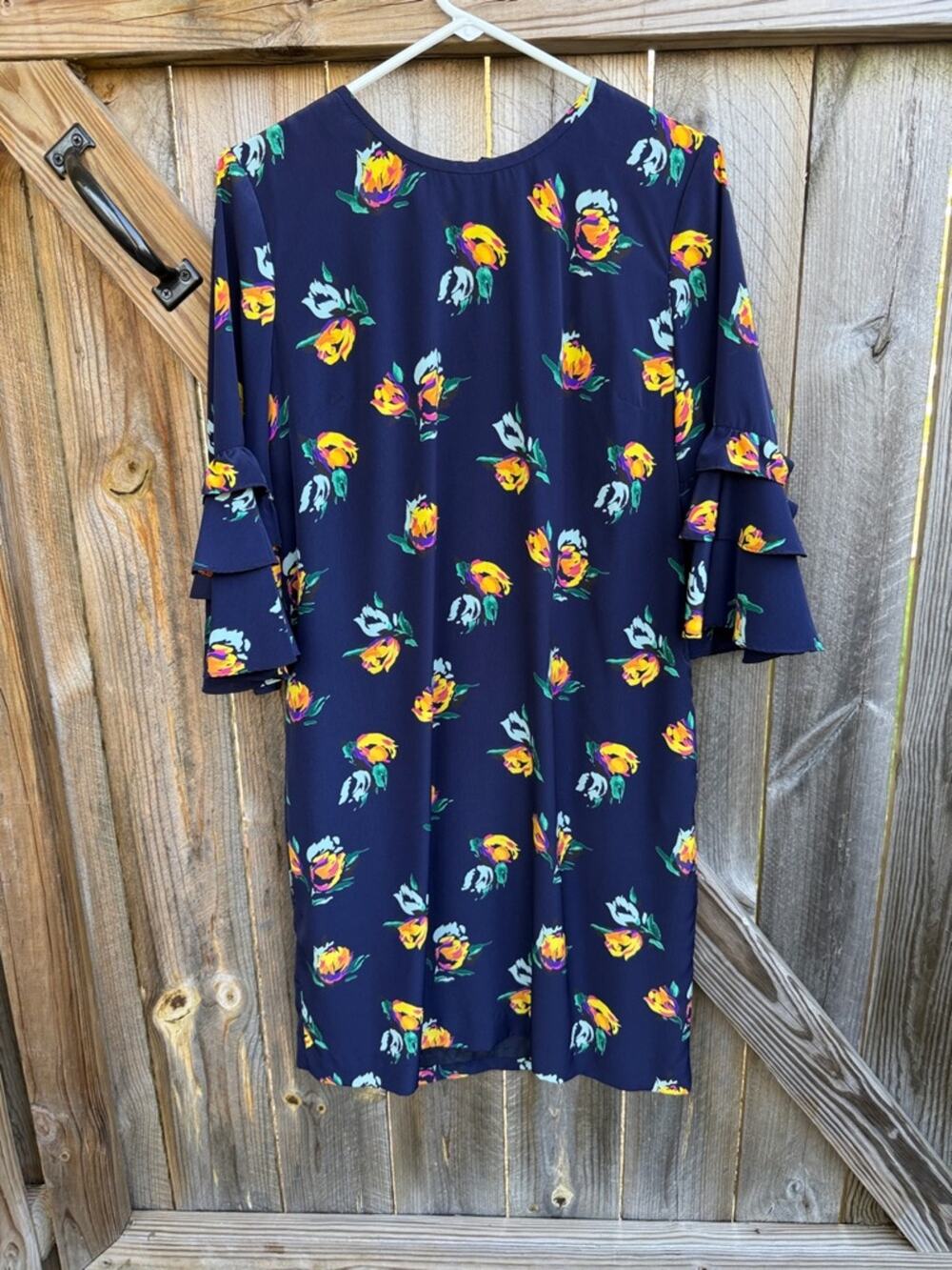 Sara Campbell The Maldives Dress Large Blue Yellow